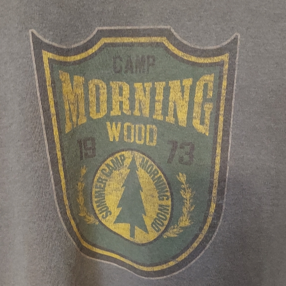 Gildan Men's XXL Heavy Cotton Graphic Tee "Camp Morning Wood" Humorous Design